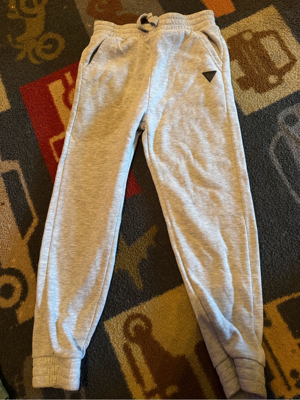 Guess Light Gray Kids Sweatpants with Logo Triangle